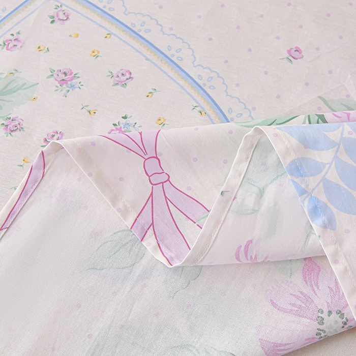 91家纺网 家纺一手货源 找家纺 宇彬家纺 2025直播新款13070全棉纯棉印花双人单床单枕套三件套喷气小清新简约学生被单 粉蓝心韵