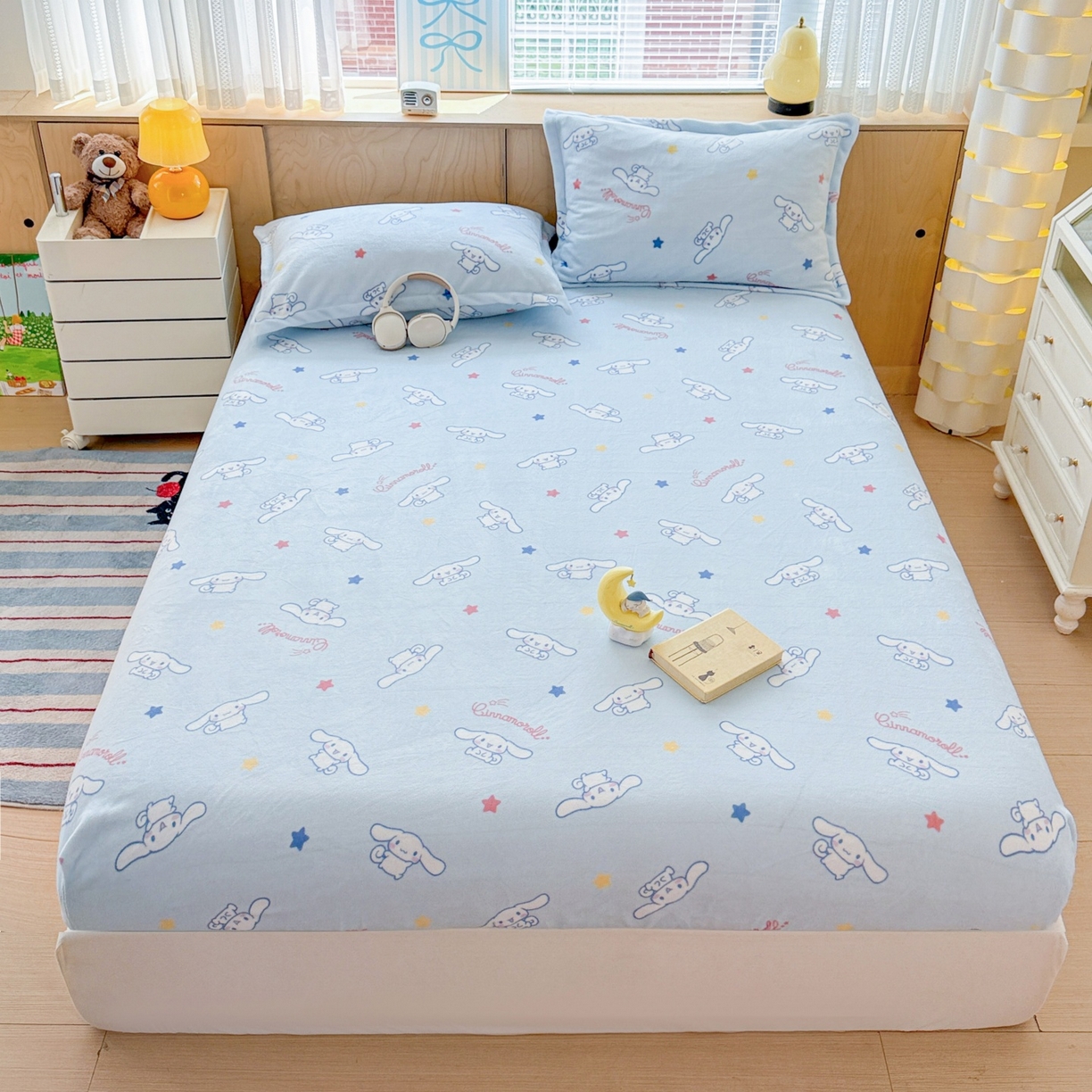 名兮-2025经典奥特曼-三丽鸥高克重印花牛奶绒床笠 星星大耳狗