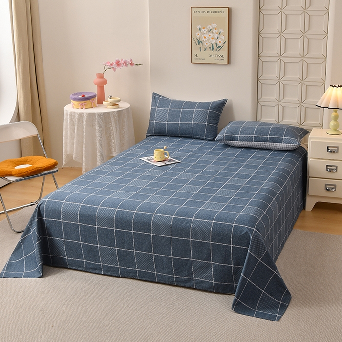 91家纺网 家纺一手货源 找家纺 宇彬家纺 2025直播新款13070全棉纯棉印花双人单床单枕套三件套喷气小清新简约学生被单 格调