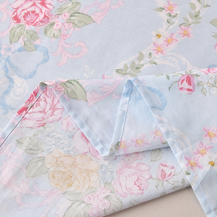 91家纺网 家纺一手货源 找家纺 宇彬家纺 2025直播新款13070全棉纯棉印花双人单床单枕套三件套喷气小清新简约学生被单 米蓝韵花影