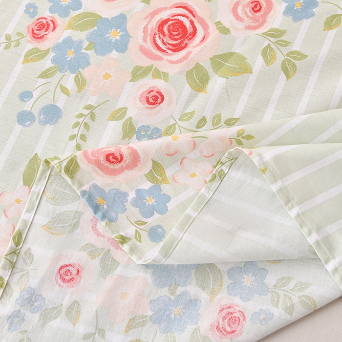 91家纺网 家纺一手货源 找家纺 宇彬家纺 2025直播新款13070全棉纯棉印花双人单床单枕套三件套喷气小清新简约学生被单 清婉花语