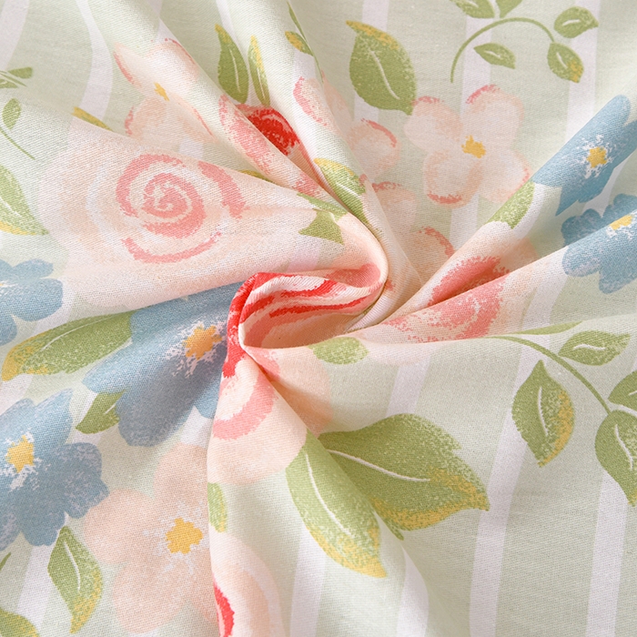 91家纺网 家纺一手货源 找家纺 宇彬家纺 2025直播新款13070全棉纯棉印花双人单床单枕套三件套喷气小清新简约学生被单 清婉花语