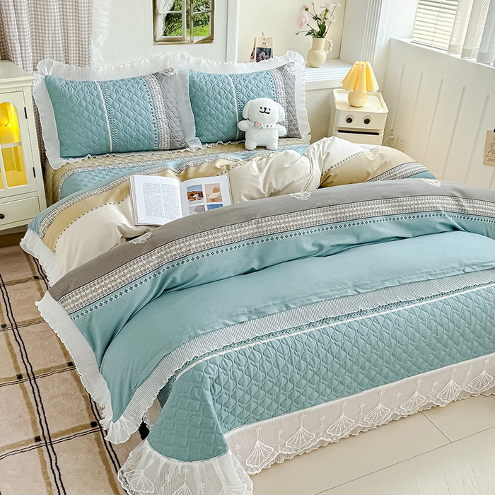 91家纺网 家纺一手货源 找家纺 冬然 2024新款全棉床盖纯棉床盖夹棉床单全棉床单纯棉床单 格调生活