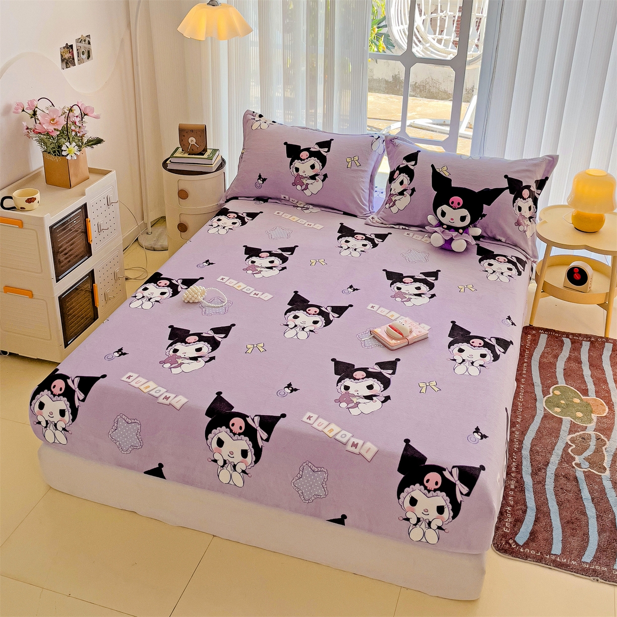 91家纺网 家纺一手货源 找家纺 名兮-2025经典奥特曼-三丽鸥高克重印花牛奶绒床笠 星星库洛米