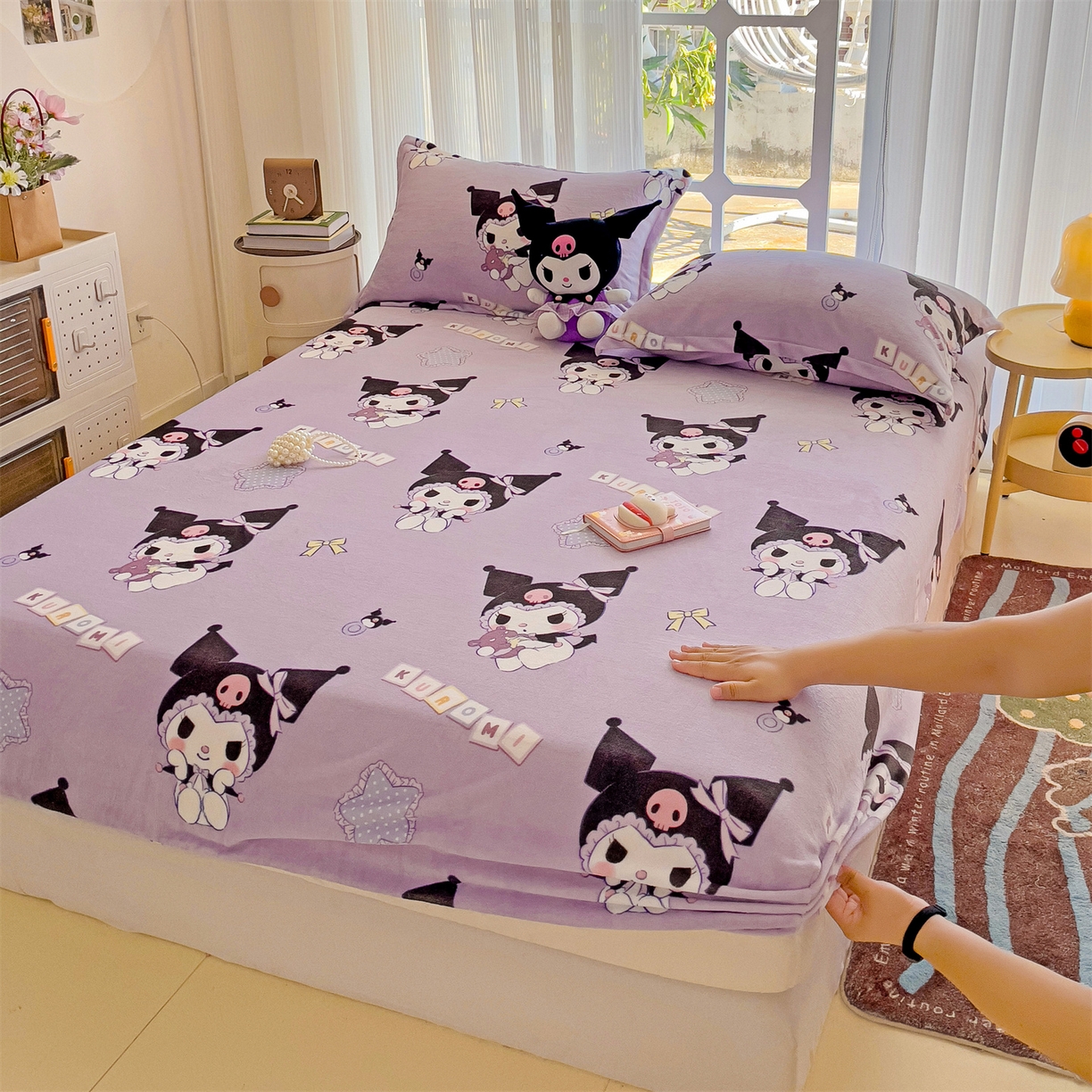 91家纺网 家纺一手货源 找家纺 名兮-2025经典奥特曼-三丽鸥高克重印花牛奶绒床笠 星星库洛米