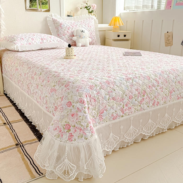 91家纺网 家纺一手货源 找家纺 冬然 2024新款全棉床盖纯棉床盖夹棉床单全棉床单纯棉床单 花香甜梦