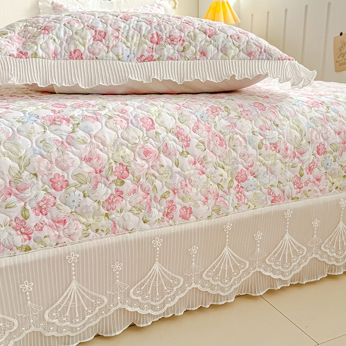 91家纺网 家纺一手货源 找家纺 冬然 2024新款全棉床盖纯棉床盖夹棉床单全棉床单纯棉床单 花香甜梦