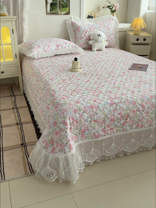 91家纺网 家纺一手货源 找家纺 冬然 2024新款全棉床盖纯棉床盖夹棉床单全棉床单纯棉床单 花香甜梦