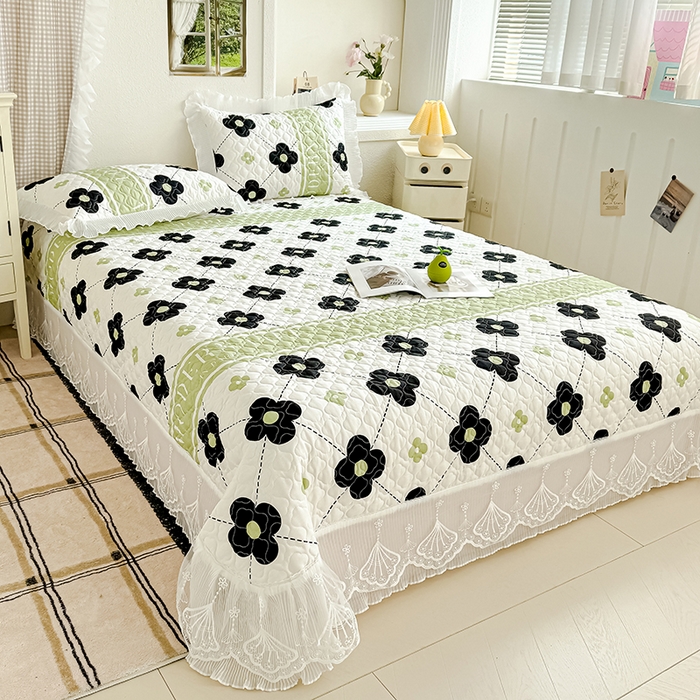 91家纺网 家纺一手货源 找家纺 冬然 2024新款全棉床盖纯棉床盖夹棉床单全棉床单纯棉床单 陌上花开