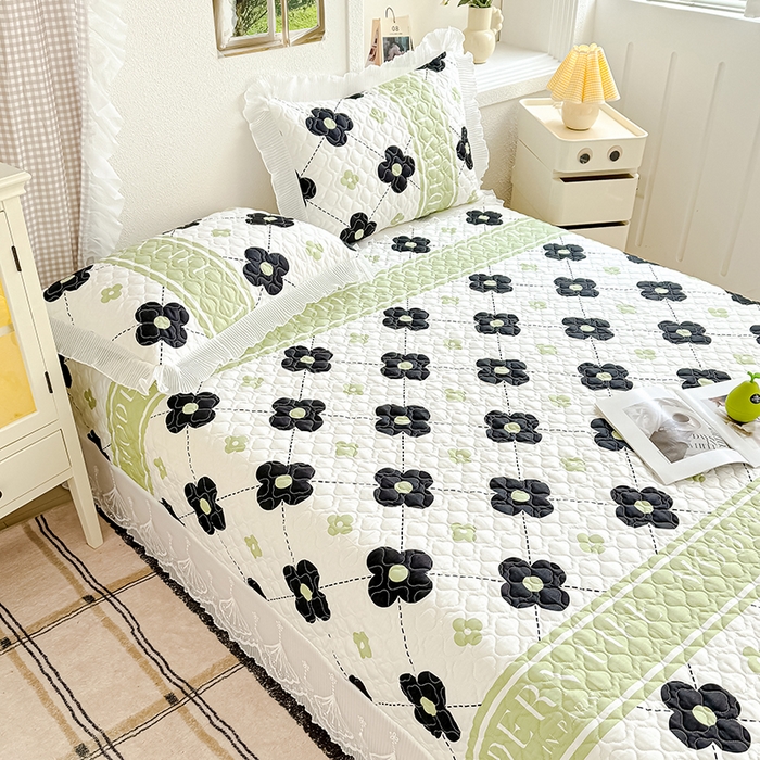 91家纺网 家纺一手货源 找家纺 冬然 2024新款全棉床盖纯棉床盖夹棉床单全棉床单纯棉床单 陌上花开