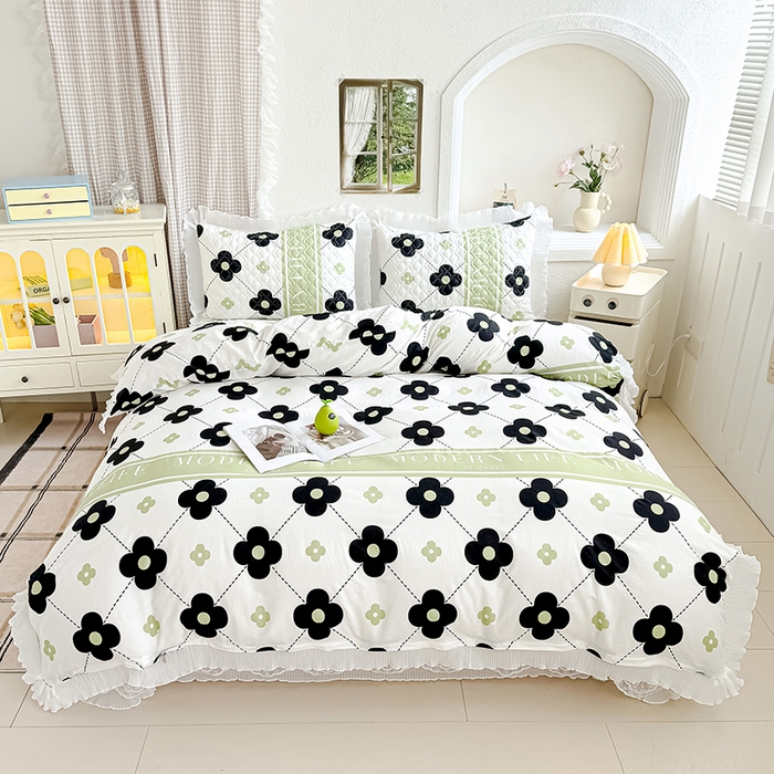 91家纺网 家纺一手货源 找家纺 冬然 2024新款全棉床盖纯棉床盖夹棉床单全棉床单纯棉床单 陌上花开