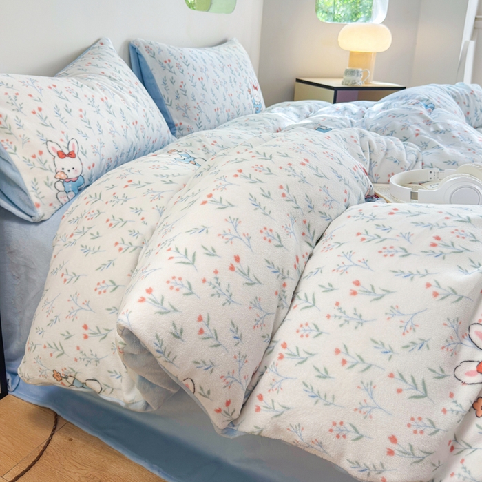 91家纺网 家纺一手货源 找家纺 王朝国际 2026新款高克重牛奶绒印花四件套 莫奈花园