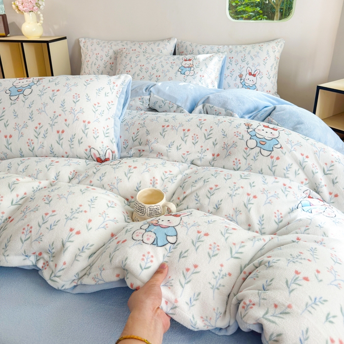 91家纺网 家纺一手货源 找家纺 王朝国际 2026新款高克重牛奶绒印花四件套 莫奈花园