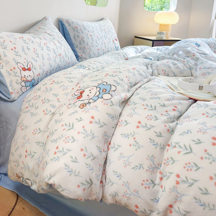 91家纺网 家纺一手货源 找家纺 王朝国际 2026新款高克重牛奶绒印花四件套 莫奈花园