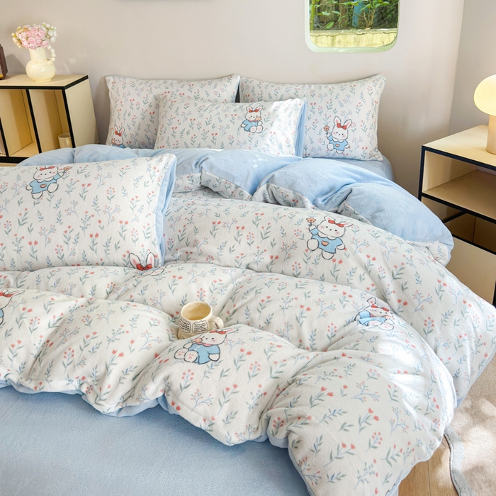 91家纺网 家纺一手货源 找家纺 王朝国际 2026新款高克重牛奶绒印花四件套 莫奈花园