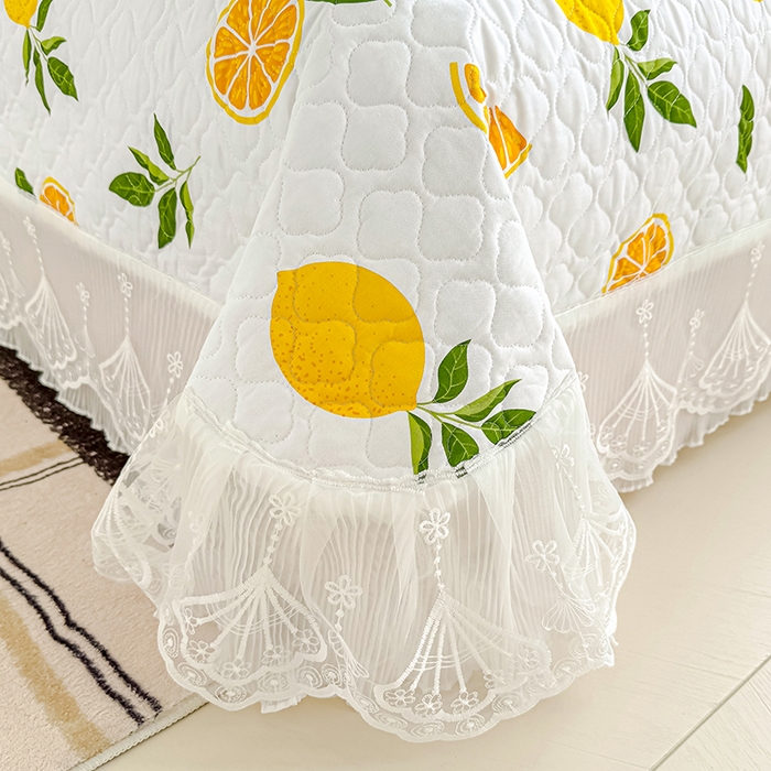 91家纺网 家纺一手货源 找家纺 冬然 2024新款全棉床盖纯棉床盖夹棉床单全棉床单纯棉床单 清香柠檬