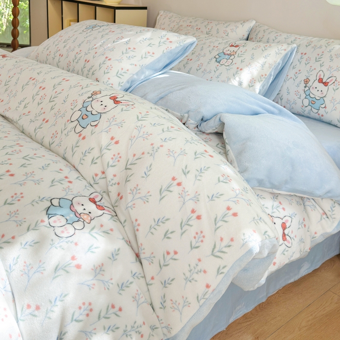 91家纺网 家纺一手货源 找家纺 王朝国际 2026新款高克重牛奶绒印花四件套 莫奈花园