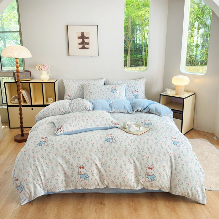 91家纺网 家纺一手货源 找家纺 王朝国际 2026新款高克重牛奶绒印花四件套 莫奈花园