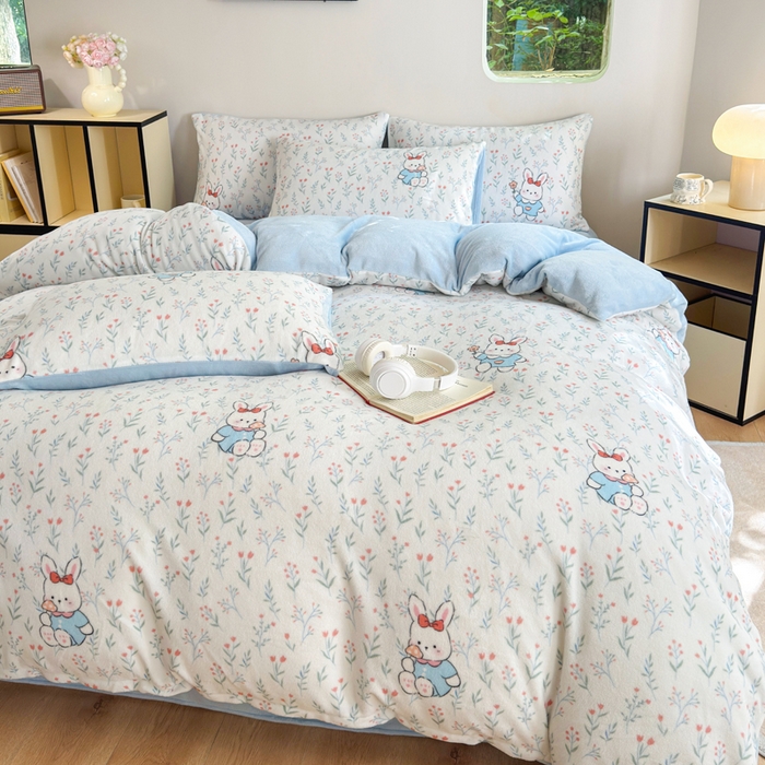 91家纺网 家纺一手货源 找家纺 王朝国际 2026新款高克重牛奶绒印花四件套 莫奈花园