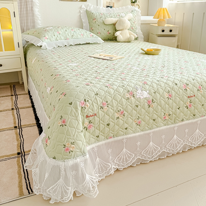 91家纺网 家纺一手货源 找家纺 冬然 2024新款全棉床盖纯棉床盖夹棉床单全棉床单纯棉床单 田园时光