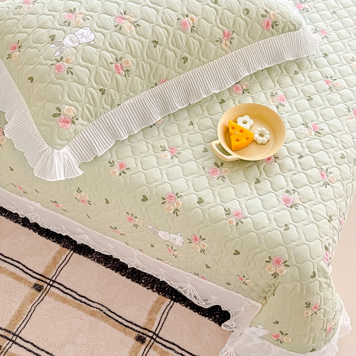 91家纺网 家纺一手货源 找家纺 冬然 2024新款全棉床盖纯棉床盖夹棉床单全棉床单纯棉床单 田园时光