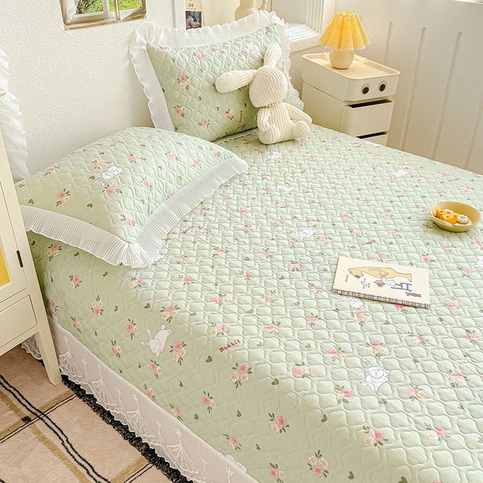 91家纺网 家纺一手货源 找家纺 冬然 2024新款全棉床盖纯棉床盖夹棉床单全棉床单纯棉床单 田园时光