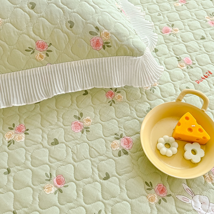 91家纺网 家纺一手货源 找家纺 冬然 2024新款全棉床盖纯棉床盖夹棉床单全棉床单纯棉床单 田园时光