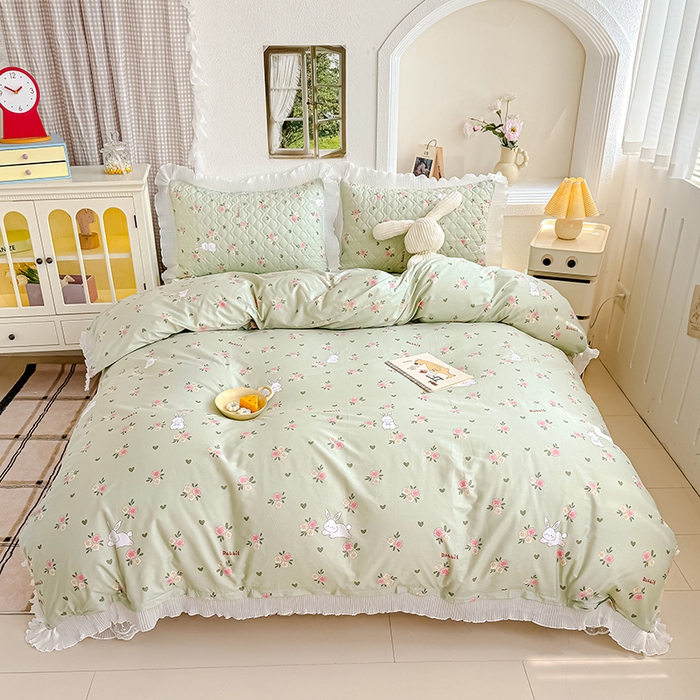 91家纺网 家纺一手货源 找家纺 冬然 2024新款全棉床盖纯棉床盖夹棉床单全棉床单纯棉床单 田园时光