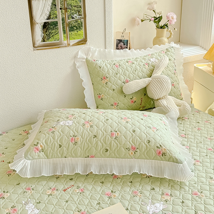 91家纺网 家纺一手货源 找家纺 冬然 2024新款全棉床盖纯棉床盖夹棉床单全棉床单纯棉床单 田园时光