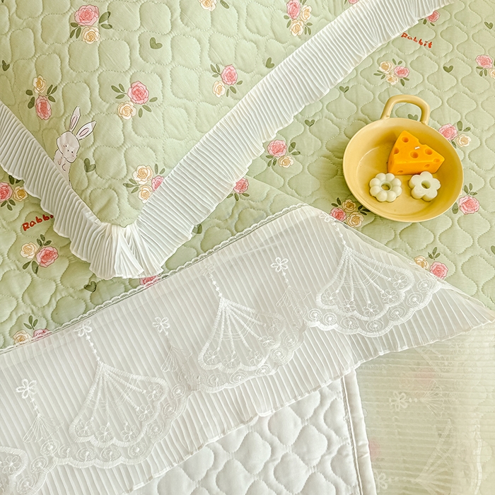 91家纺网 家纺一手货源 找家纺 冬然 2024新款全棉床盖纯棉床盖夹棉床单全棉床单纯棉床单 田园时光