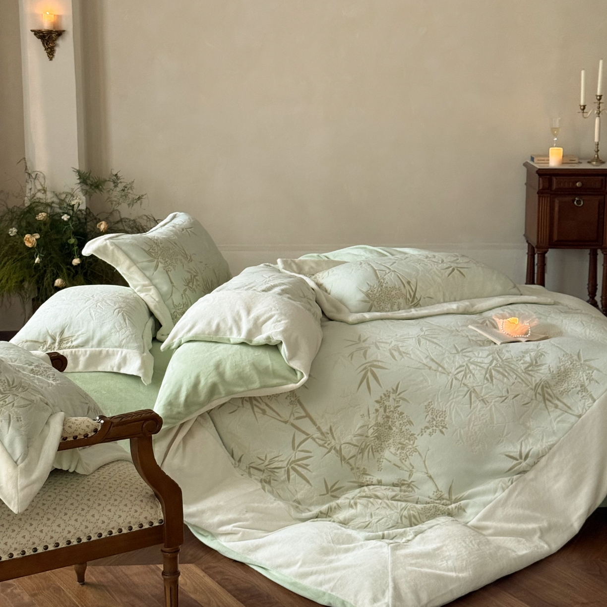 91家纺网 家纺一手货源 找家纺 （总）云栖家居 2025秋冬消光加厚立体雕花牛奶绒四件套系列-元英系列（控价不低于199）