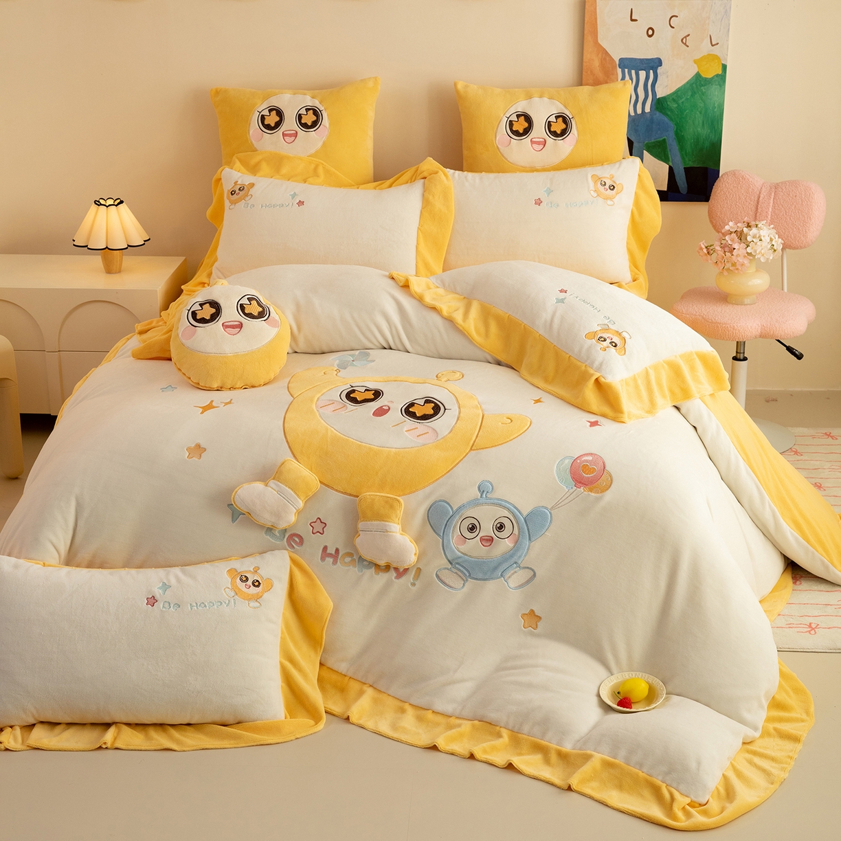 91家纺网 家纺一手货源 找家纺 （总）绒棉世家 2025新款高端牛奶绒刺绣四件套-莫奈花园系列