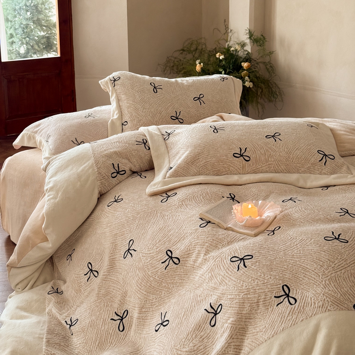 91家纺网 家纺一手货源 找家纺 云栖家居 2025秋冬消光加厚立体雕花牛奶绒四件套系列-元英系列（控价不低于199） 芮伯恩-玉