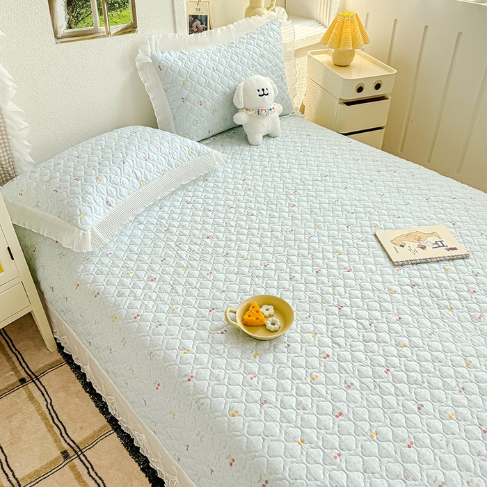 91家纺网 家纺一手货源 找家纺 冬然 2024新款全棉床盖纯棉床盖夹棉床单全棉床单纯棉床单 小樱桃