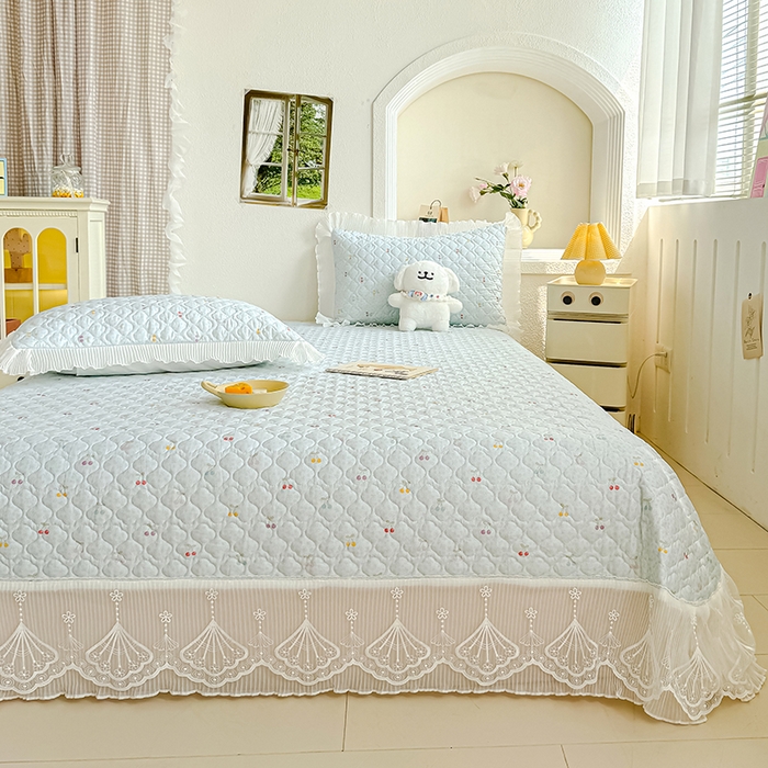 91家纺网 家纺一手货源 找家纺 冬然 2024新款全棉床盖纯棉床盖夹棉床单全棉床单纯棉床单 小樱桃