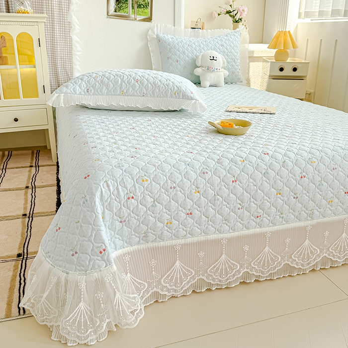 91家纺网 家纺一手货源 找家纺 冬然 2024新款全棉床盖纯棉床盖夹棉床单全棉床单纯棉床单 小樱桃