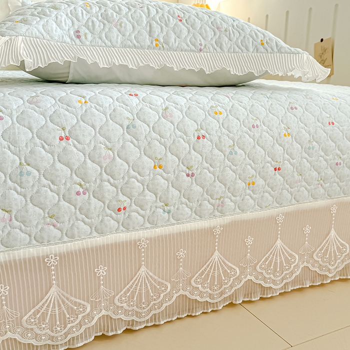 91家纺网 家纺一手货源 找家纺 冬然 2024新款全棉床盖纯棉床盖夹棉床单全棉床单纯棉床单 小樱桃