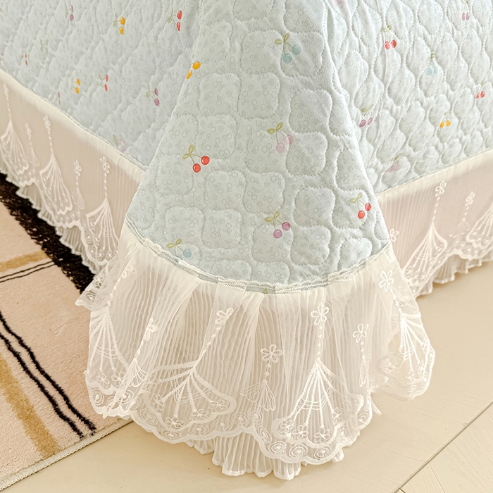 91家纺网 家纺一手货源 找家纺 冬然 2024新款全棉床盖纯棉床盖夹棉床单全棉床单纯棉床单 小樱桃