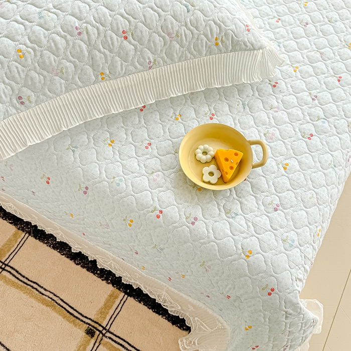 91家纺网 家纺一手货源 找家纺 冬然 2024新款全棉床盖纯棉床盖夹棉床单全棉床单纯棉床单 小樱桃