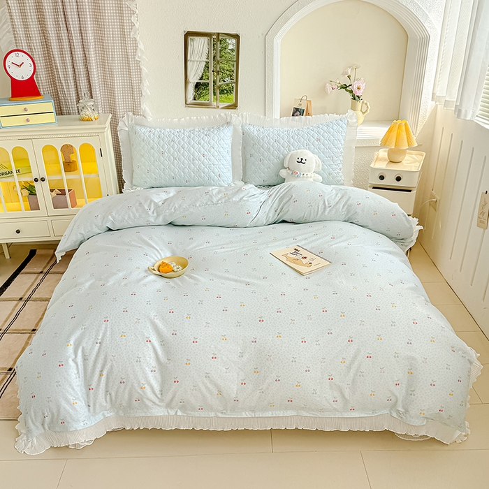 91家纺网 家纺一手货源 找家纺 冬然 2024新款全棉床盖纯棉床盖夹棉床单全棉床单纯棉床单 小樱桃