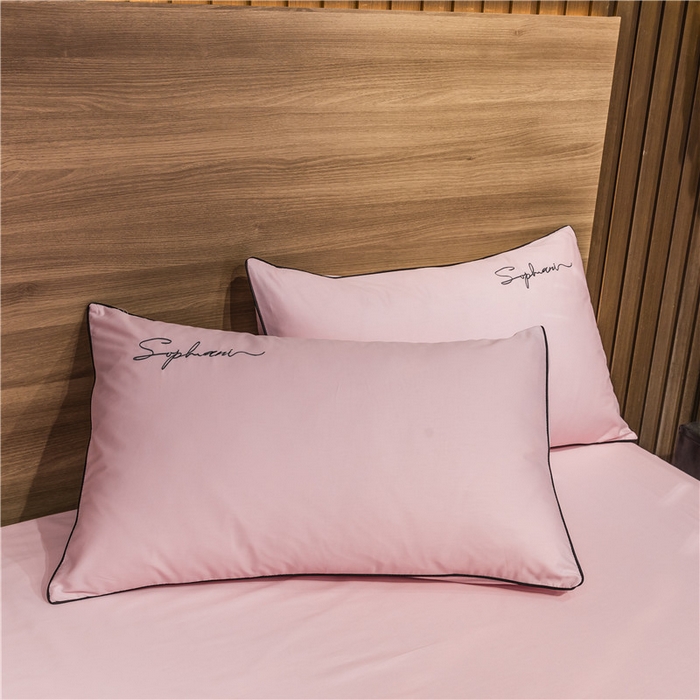 91家纺网 家纺一手货源 找家纺 小叮当家纺仓储工厂店 2025新款(热买家秀不断货)40s贡缎长绒棉纯棉字母款全棉四件套轻奢床上用品 香妃粉