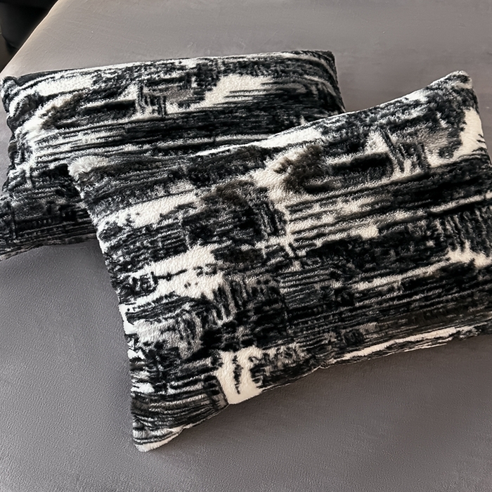 91家纺网 家纺一手货源 找家纺 居易简 2025新款亲肤保暖皮草绒牛奶绒AB面美拉德抽条兔毛绒四件套 大好山河