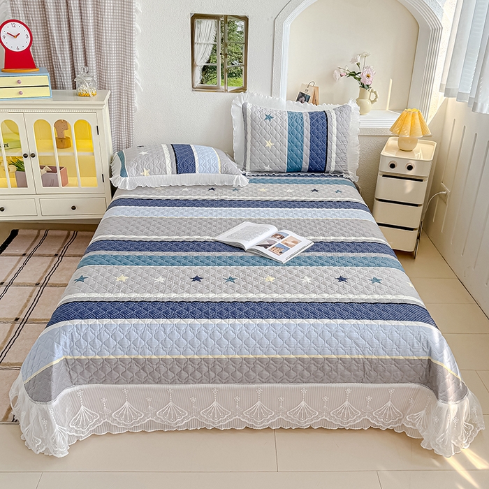 91家纺网 家纺一手货源 找家纺 冬然 2024新款全棉床盖纯棉床盖夹棉床单全棉床单纯棉床单 星光之旅