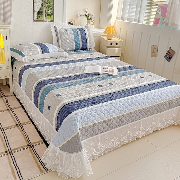 91家纺网 家纺一手货源 找家纺 冬然 2024新款全棉床盖纯棉床盖夹棉床单全棉床单纯棉床单 星光之旅