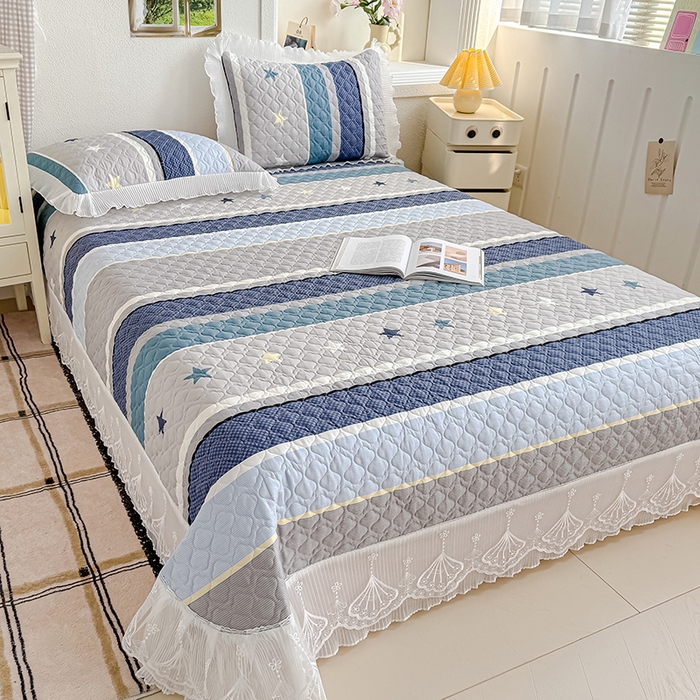 91家纺网 家纺一手货源 找家纺 冬然 2024新款全棉床盖纯棉床盖夹棉床单全棉床单纯棉床单 星光之旅