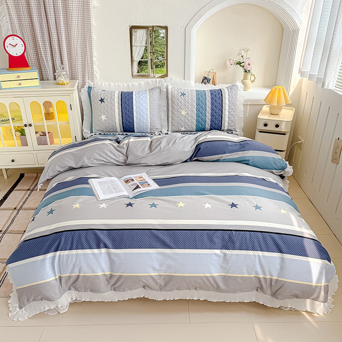 91家纺网 家纺一手货源 找家纺 冬然 2024新款全棉床盖纯棉床盖夹棉床单全棉床单纯棉床单 星光之旅