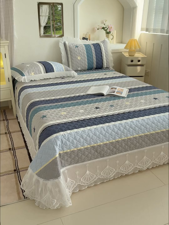 91家纺网 家纺一手货源 找家纺 冬然 2024新款全棉床盖纯棉床盖夹棉床单全棉床单纯棉床单 星光之旅