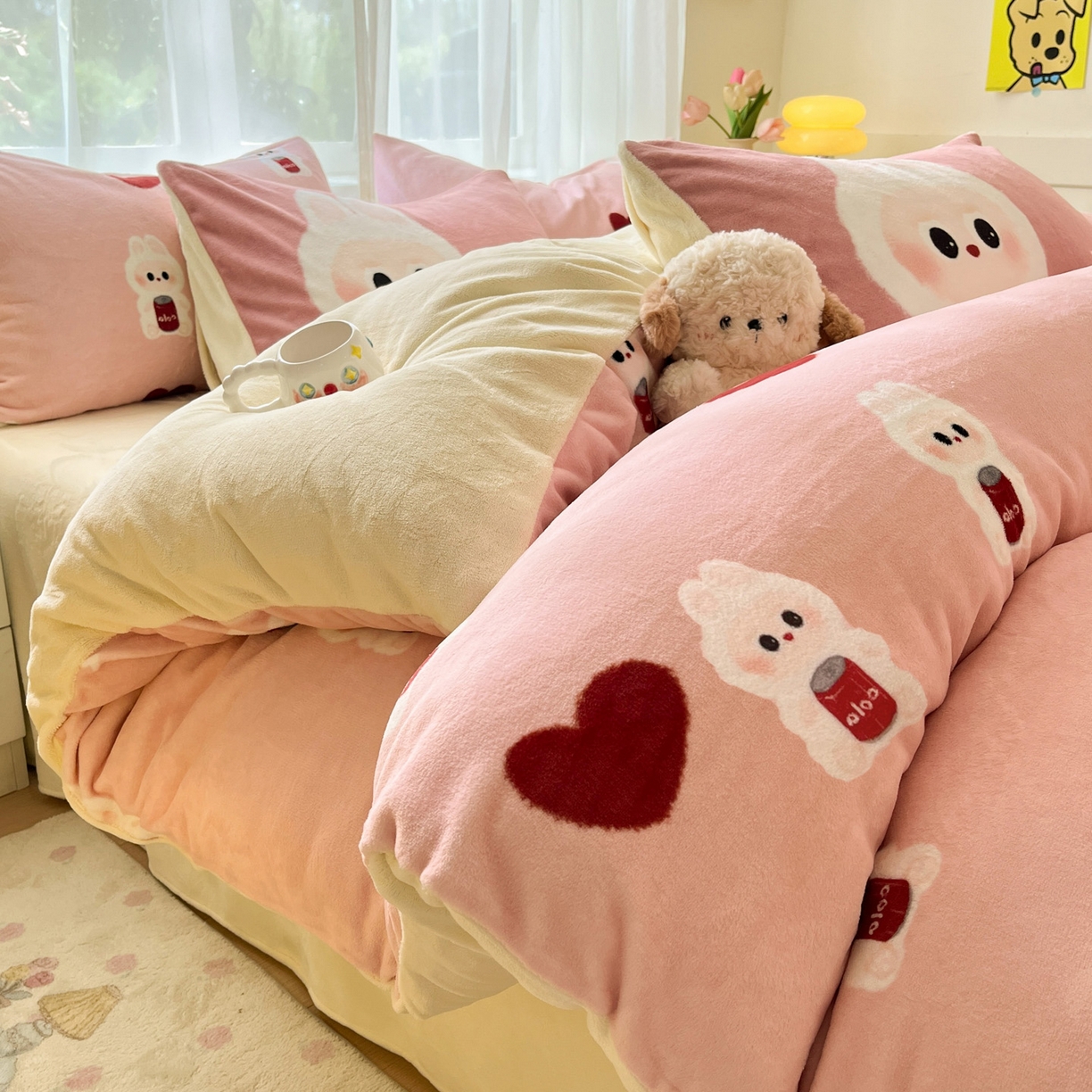 91家纺网 家纺一手货源 找家纺 （总）如一 2025新款高克重卡通印花牛奶绒四件套第二批