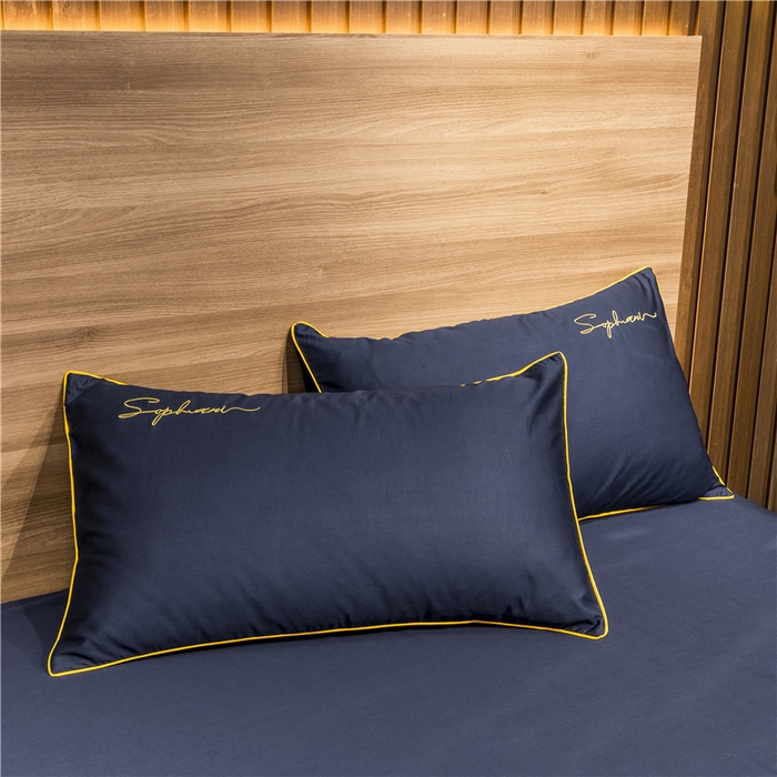 91家纺网 家纺一手货源 找家纺 小叮当家纺仓储工厂店 2025新款(热买家秀不断货)40s贡缎长绒棉纯棉字母款全棉四件套轻奢床上用品 亦凡蓝