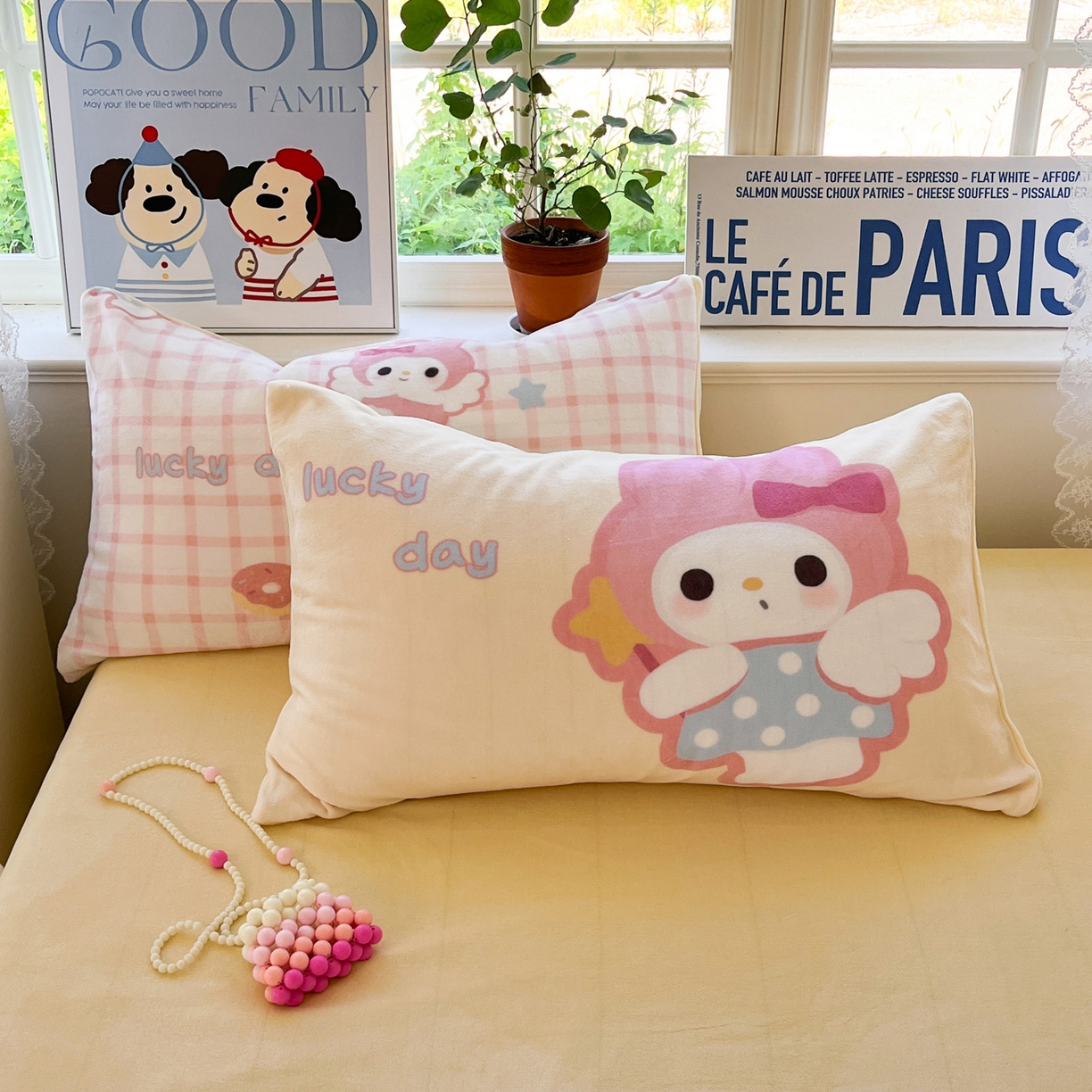 91家纺网 家纺一手货源 找家纺 如一 2025新款高克重卡通印花牛奶绒四件套第二批 粉乐蒂